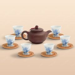 Bộ ấm trà Thổ Hoa chén sứ cao