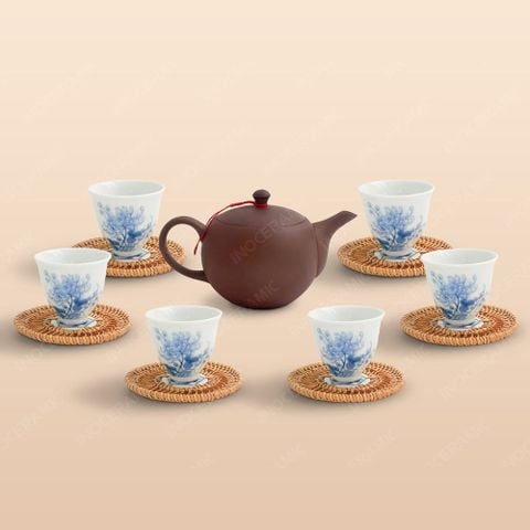 Bộ ấm trà An Thổ Túc trăng tròn chén sứ cao