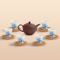 Bộ ấm trà An Thổ Túc trăng tròn chén sứ cao