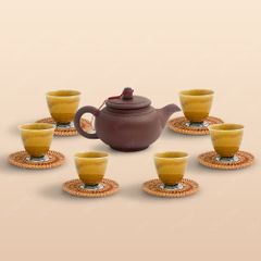 Bộ ấm trà Thổ Hoa chén lưu ly cao