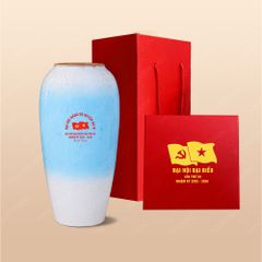 Quà tặng Đại hội Đảng - Lọ hoa men xanh loang