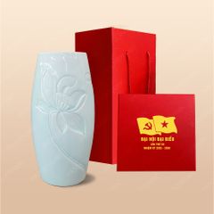 Quà tặng Đại hội Đảng - Lọ bom men ngọc khắc sen H27