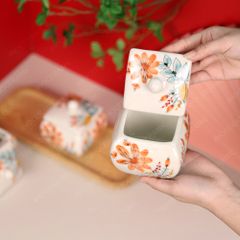 Bộ hũ mứt vuông bầu vẽ tay