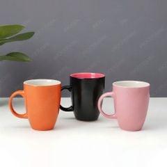 Ly sứ bầu quai C hai màu in logo