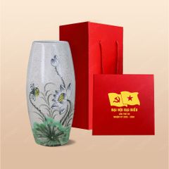 Quà tặng Đại hội Đảng - Lọ hoa men chấm vẽ sen