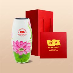 Quà tặng Đại hội Đảng - Lọ bom sơn mài vẽ sen