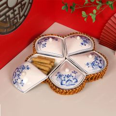 Bộ khay mứt hoa khế vẽ sen xanh