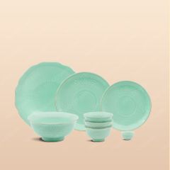 Bộ bàn ăn 12 món men xanh ngọc