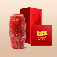 Quà tặng Đại hội Đảng - Lọ bom men đỏ khắc nổi