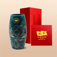 Quà tặng Đại hội Đảng - Lọ bom men lục khắc nổi H27