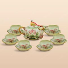 Bộ ấm trà Mục đồng cưỡi trâu men ngọc vẽ sen