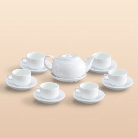Bộ ấm trà CK lõm men trắng