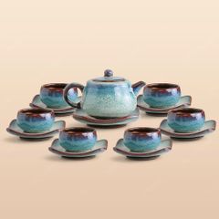 Bộ ấm trà Lưu Ly men ngọc hoả biến