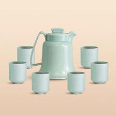 Bộ bình nước quai vuông men ngọc