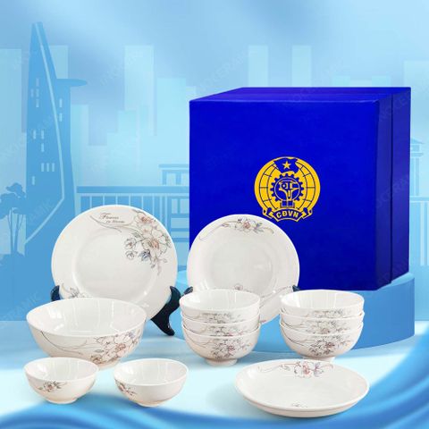 Quà tặng Công đoàn - Bộ bàn ăn 12 món Hoa sơn trà in logo