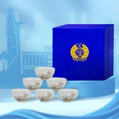 Quà tặng Công đoàn - Bộ 06 chén cơm men kem sen lam in logo