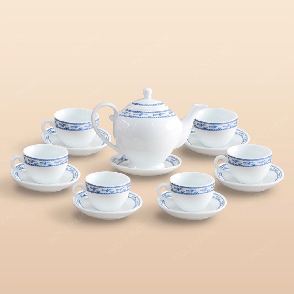 Bộ ấm trà Camelia viền hạc xanh