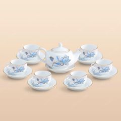 Bộ ấm trà Minh Nguyệt sen xanh kẻ chỉ vàng