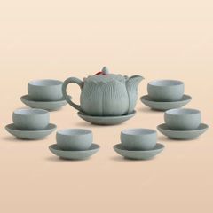 Bộ ấm trà Liên Đài hồng sa xám