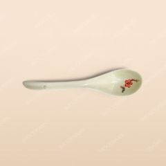 Muôi canh - Bộ bàn ăn men kem vẽ Đào đỏ