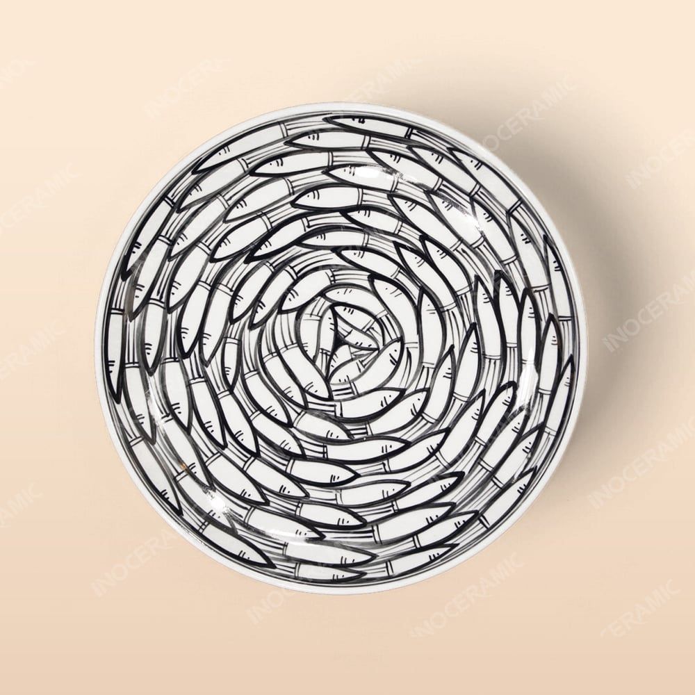 Đĩa tròn - Bộ bàn ăn Vẽ cá đàn