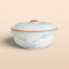 Âu cơm - Bộ bàn ăn men kem vẽ Đào xanh