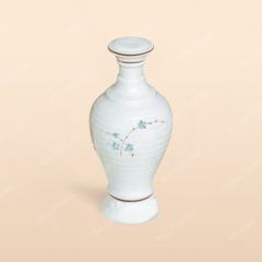 Bình rượu - Bộ bàn ăn men kem vẽ Đào xanh