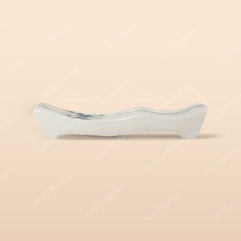 Gác đũa - Bộ bàn ăn men kem vẽ Đào xanh