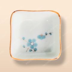 Gia vị vuông - Bộ bàn ăn men kem vẽ Đào xanh
