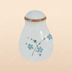 Lọ tiêu - Bộ bàn ăn men kem vẽ Đào xanh