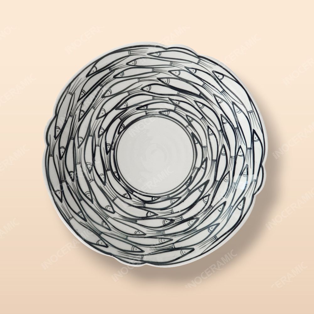 Đĩa hoa 01 - Bộ bàn ăn Vẽ cá đàn