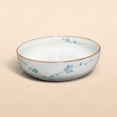 Tô phệ - Bộ bàn ăn men kem vẽ Đào xanh