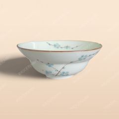Tô yêu - Bộ bàn ăn men kem vẽ Đào xanh