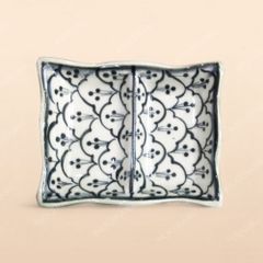 Gia vị chữ nhật lượn 2 ngăn - Bộ bàn ăn men xanh Hoa bèo