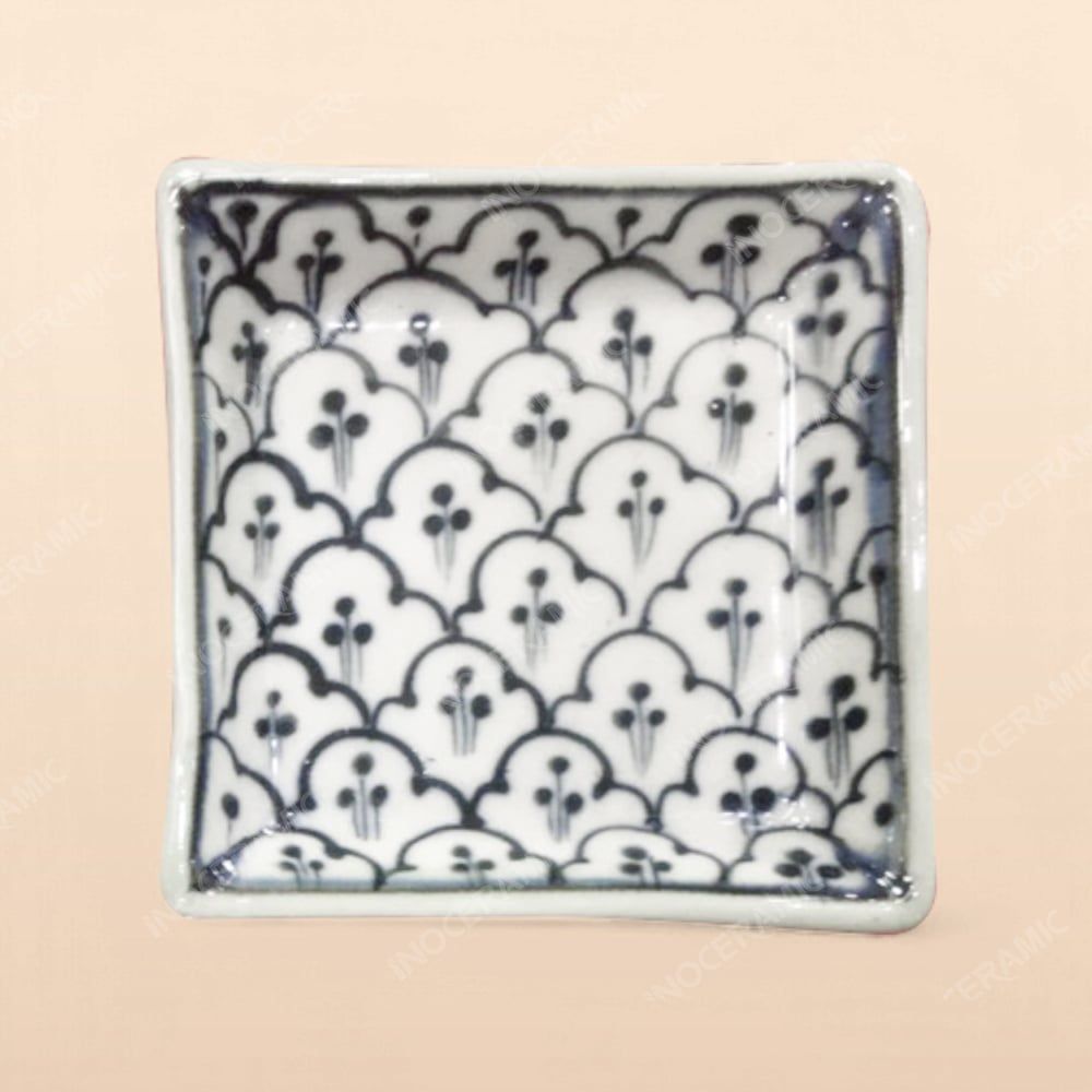 Gia vị vuông - Bộ bàn ăn men xanh Hoa bèo