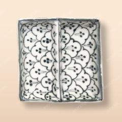 Gia vị vuông 2 ngăn - Bộ bàn ăn men xanh Hoa bèo