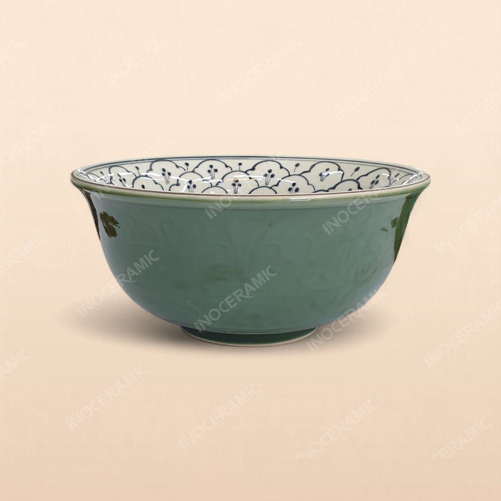 Tô sâu - Bộ bàn ăn men xanh Hoa bèo