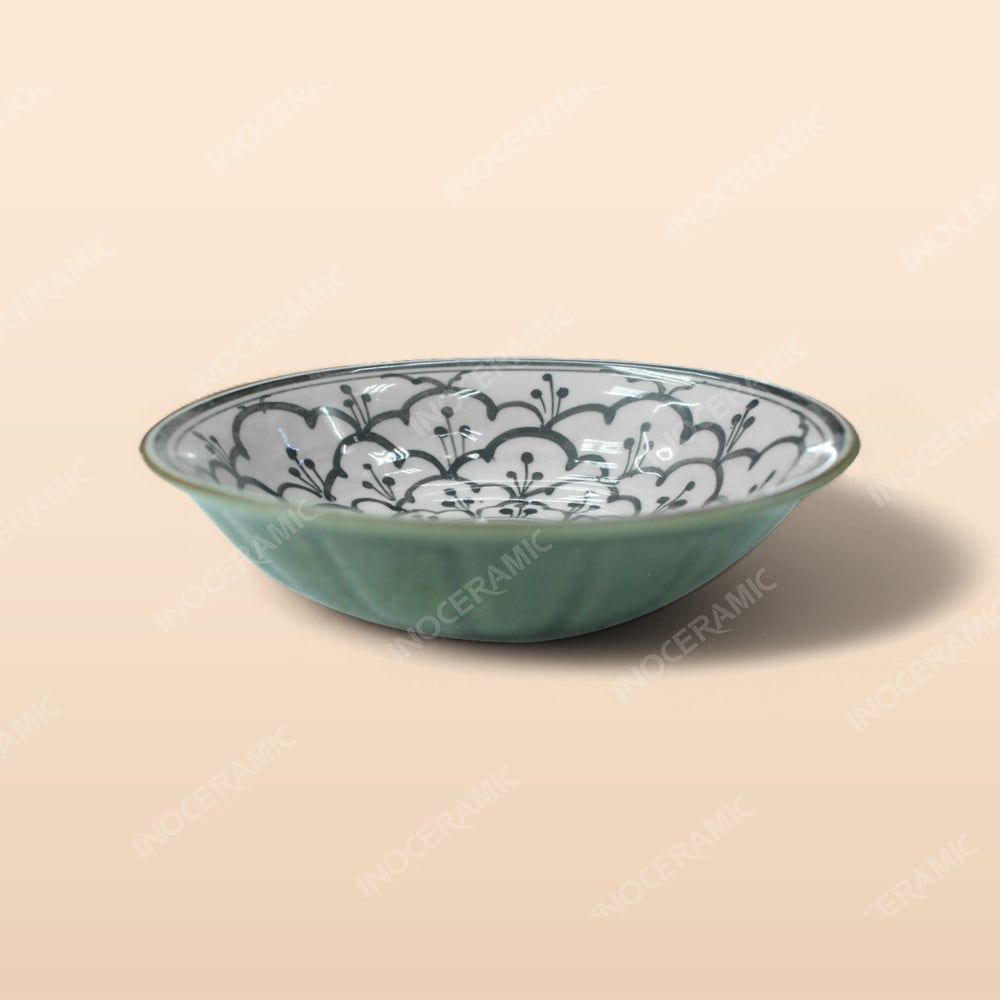 Gia vị tròn - Bộ bàn ăn men xanh Hoa bèo