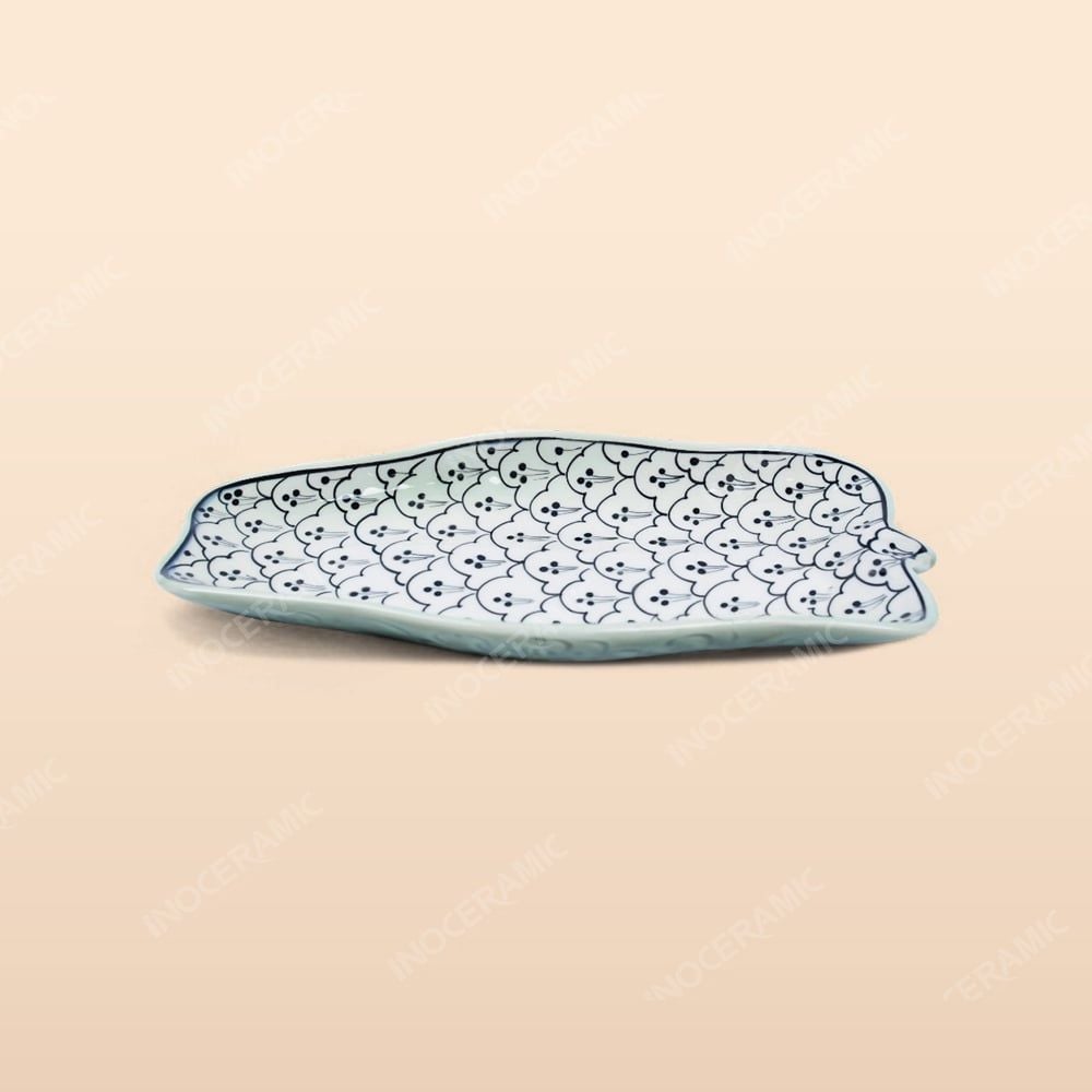 Đĩa lá chuối - Bộ bàn ăn men xanh Hoa bèo