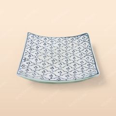 Đĩa vuông vếch - Bộ bàn ăn men xanh Hoa bèo