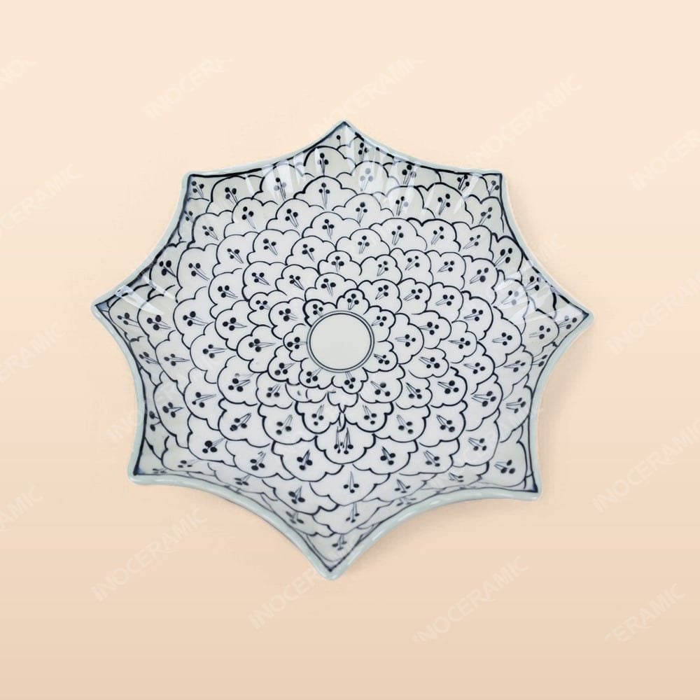 Đĩa sao - Bộ bàn ăn men xanh Hoa bèo