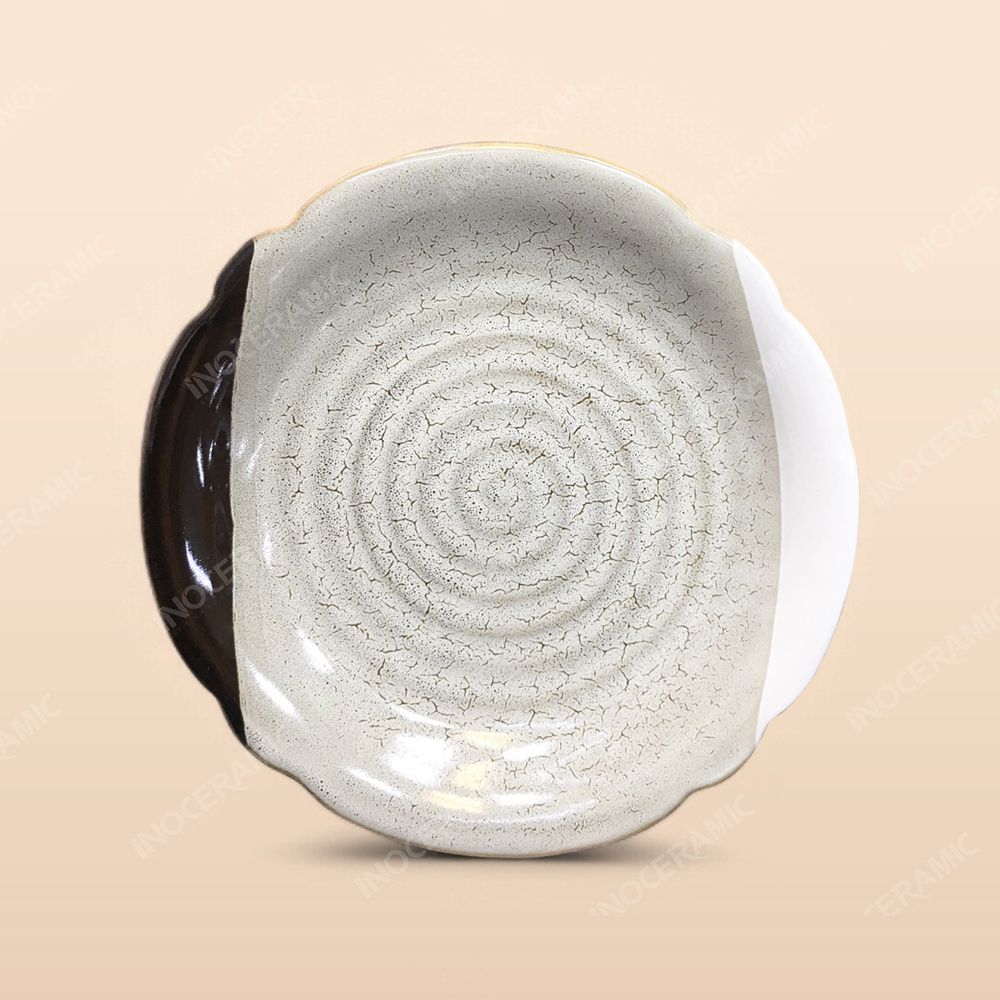 Đĩa hoa - Bộ bàn ăn men ba màu