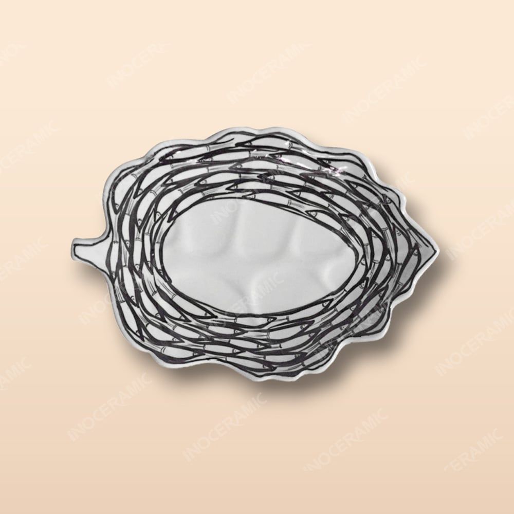 Đĩa lá bỏng - Bộ bàn ăn Vẽ cá đàn