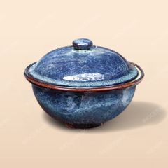 Âu cơm không tai - Bộ bàn ăn men xanh hoả biến
