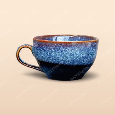 Ly Capuchino / Cappuccino - Bộ bàn ăn men xanh hoả biến