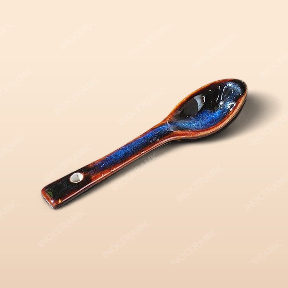 Thìa cà phê - Bộ bàn ăn men xanh hoả biến