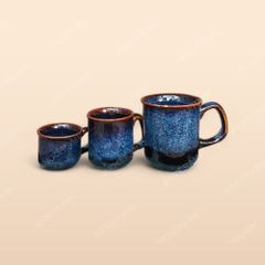 Cốc miệng loe có quai - Bộ bàn ăn men xanh hoả biến