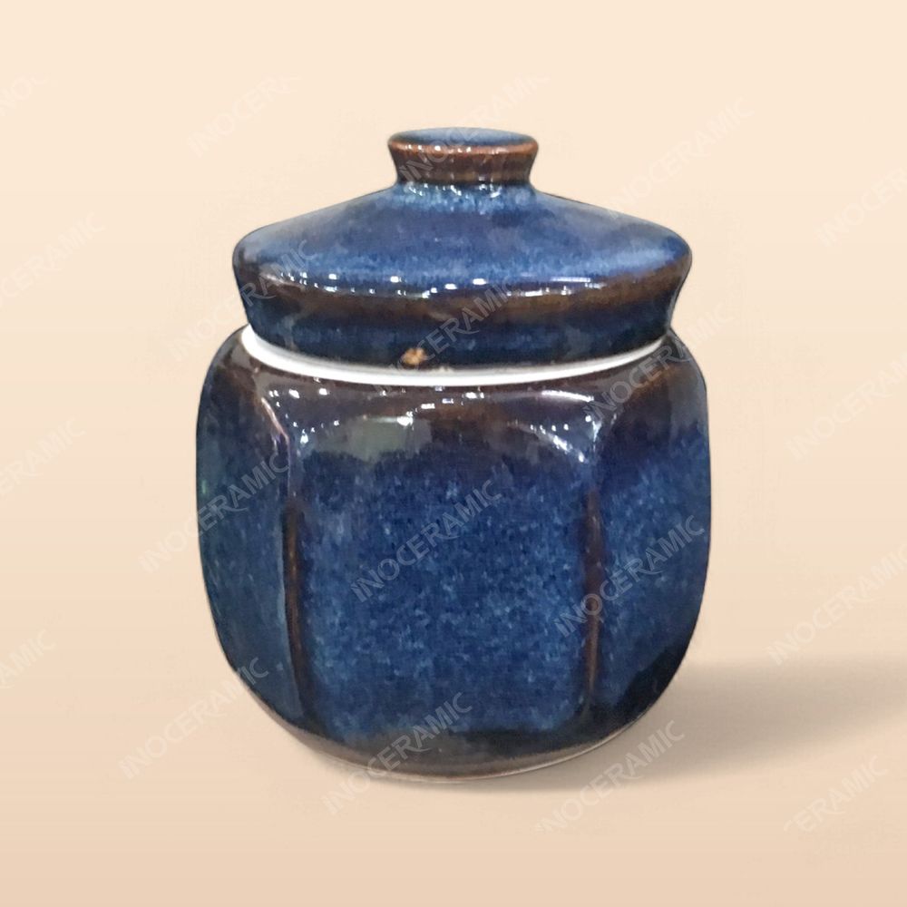 Hũ lục giác - Bộ bàn ăn men xanh hoả biến