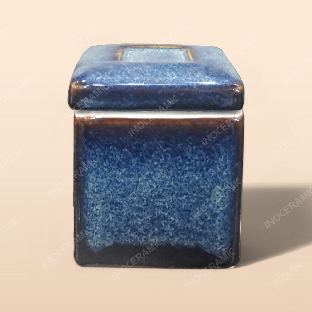 Hũ vuông - Bộ bàn ăn men xanh hoả biến
