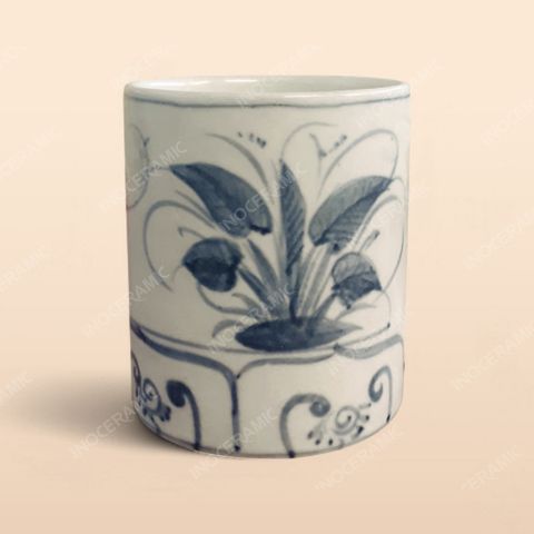 Cốc trụ - Bộ bàn ăn men rạn vẽ chuồn xanh